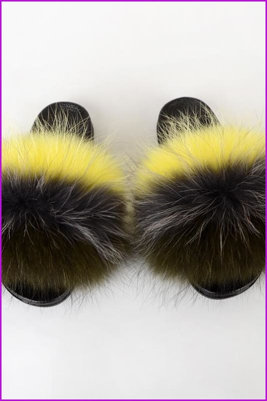 {5-7 days wait for make} New Color Raccoon Fur Slides F580 - Furdela