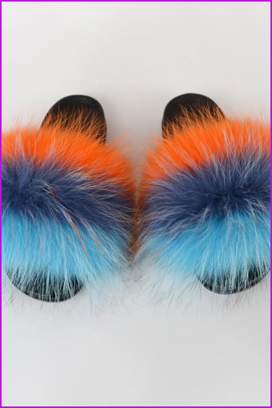 {5-7 days wait for make} New Color Raccoon Fur Slides F580 - Furdela