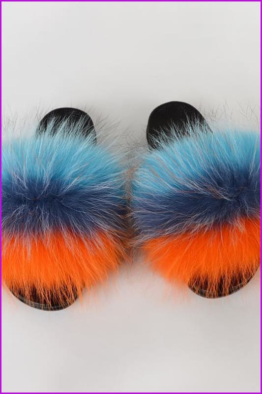 {5-7 days wait for make} New Color Raccoon Fur Slides F580 - Furdela