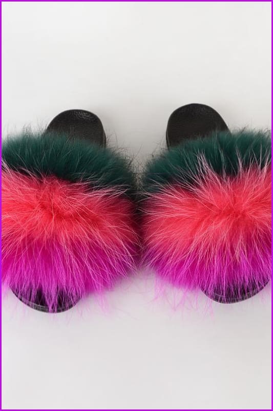 {5-7 days wait for make} New Color Raccoon Fur Slides F580 - Furdela