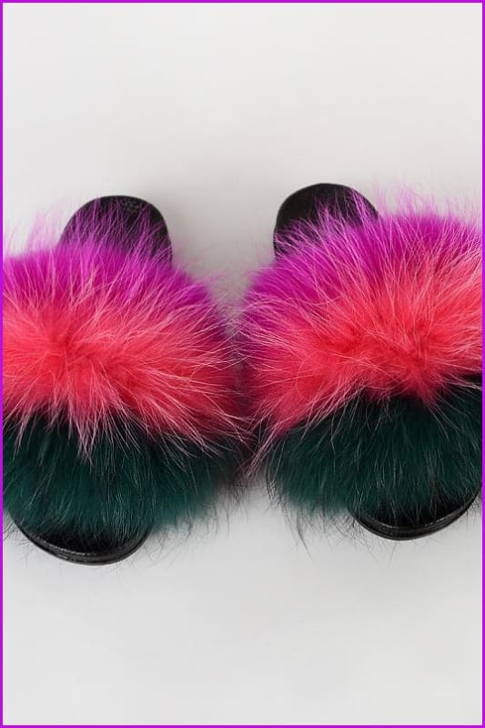 {5-7 days wait for make} New Color Raccoon Fur Slides F580 - Furdela
