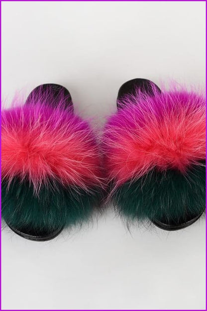 {5-7 days wait for make} New Color Raccoon Fur Slides F580 - Furdela