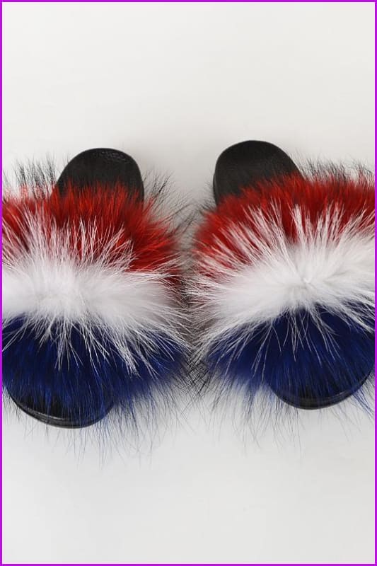 {5-7 days wait for make} New Color Raccoon Fur Slides F580 - Furdela