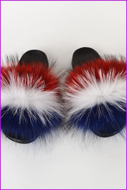 {5-7 days wait for make} New Color Raccoon Fur Slides F580 - Furdela