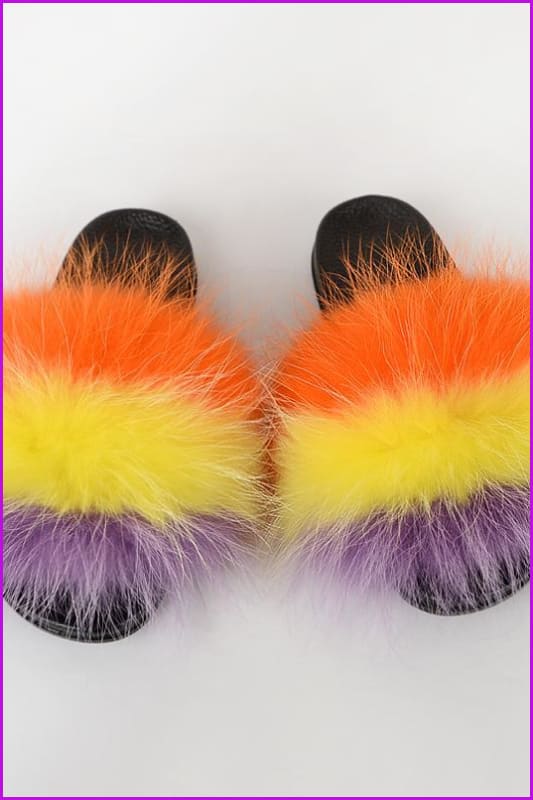 {5-7 days wait for make} New Color Raccoon Fur Slides F580 - Furdela
