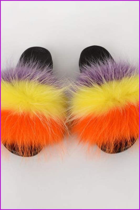 {5-7 days wait for make} New Color Raccoon Fur Slides F580 - Furdela