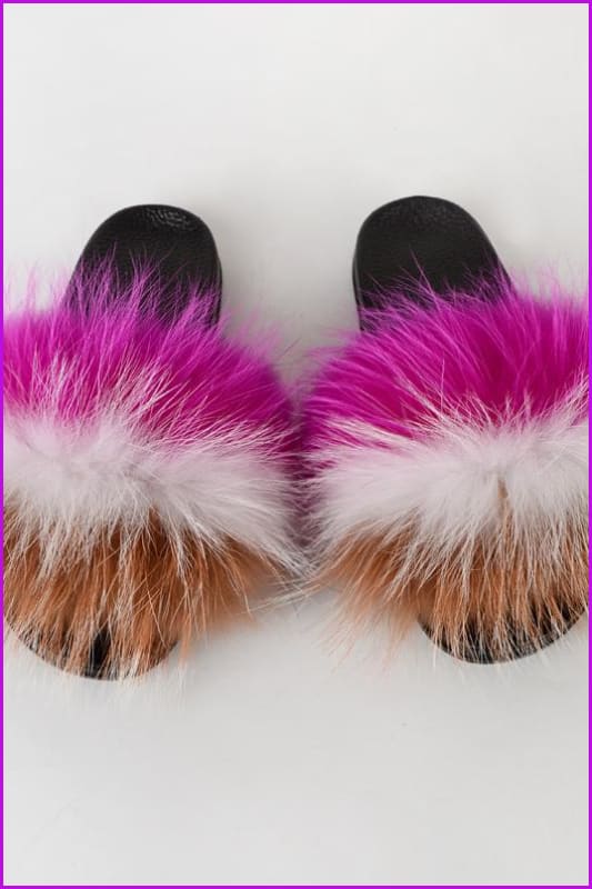 {5-7 days wait for make} New Color Raccoon Fur Slides F580 - Furdela
