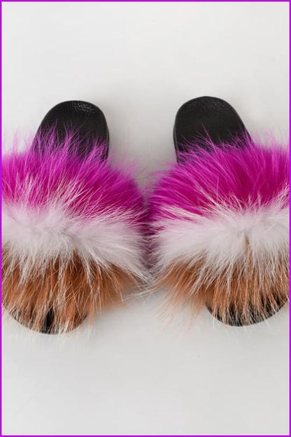 {5-7 days wait for make} New Color Raccoon Fur Slides F580 - Furdela