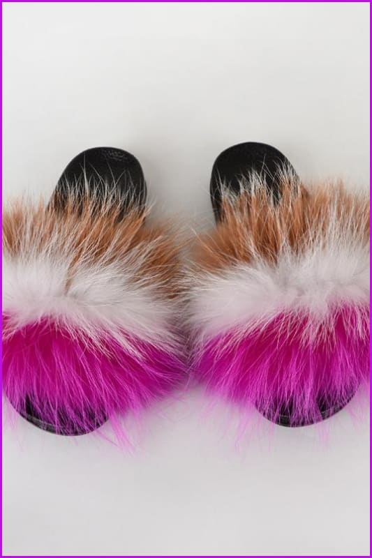 {5-7 days wait for make} New Color Raccoon Fur Slides F580 - Furdela