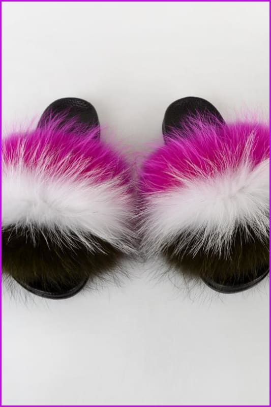 {5-7 days wait for make} New Color Raccoon Fur Slides F580 - Furdela