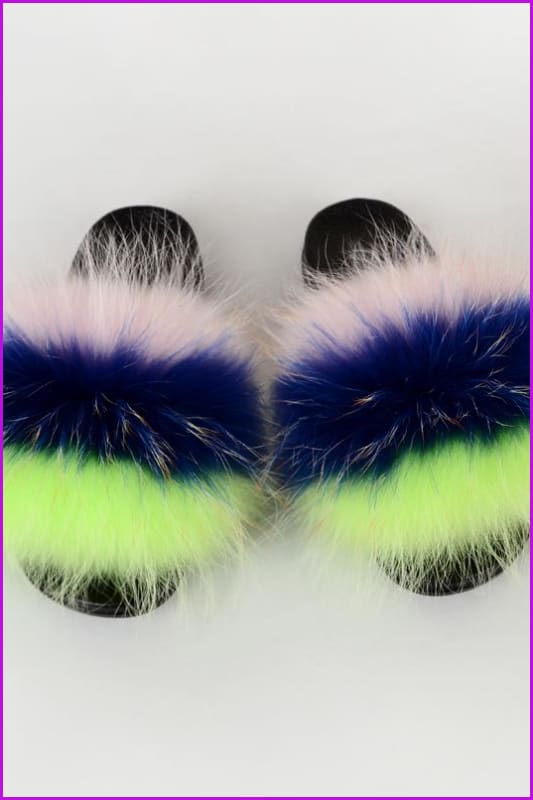 {5-7 days wait for make} New Color Raccoon Fur Slides F580 - Furdela