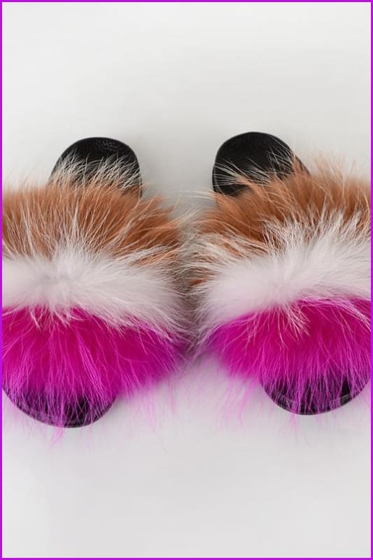 {5-7 days wait for make} New Color Raccoon Fur Slides F580 - Furdela