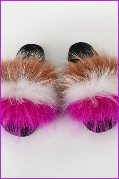 {5-7 days wait for make} New Color Raccoon Fur Slides F580 - Furdela