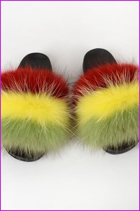 {5-7 days wait for make} New Color Raccoon Fur Slides F580 - Furdela