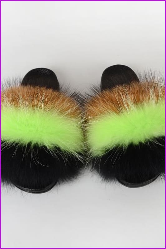 {5-7 days wait for make} New Color Raccoon Fur Slides F580 - Furdela