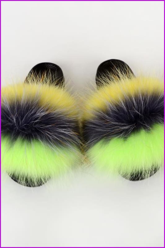 {5-7 days wait for make} New Color Raccoon Fur Slides F580 - Furdela