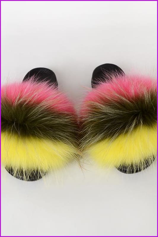 {5-7 days wait for make} New Color Raccoon Fur Slides F580 - Furdela