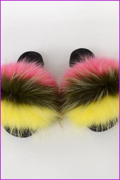 {5-7 days wait for make} New Color Raccoon Fur Slides F580 - Furdela