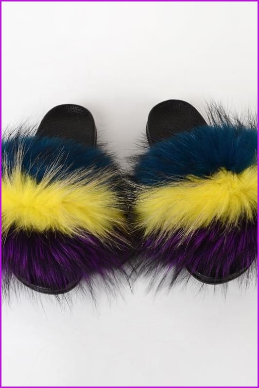 {5-7 days wait for make} New Color Raccoon Fur Slides F580 - Furdela