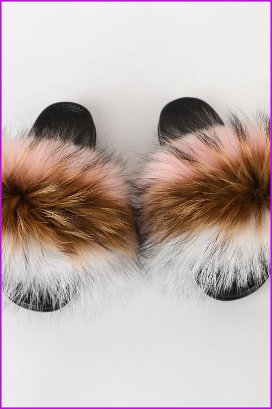 {5-7 days wait for make} New Color Raccoon Fur Slides F580 - Furdela