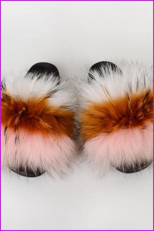 {5-7 days wait for make} New Color Raccoon Fur Slides F580 - Furdela