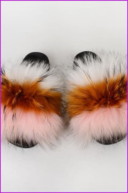 {5-7 days wait for make} New Color Raccoon Fur Slides F580 - Furdela