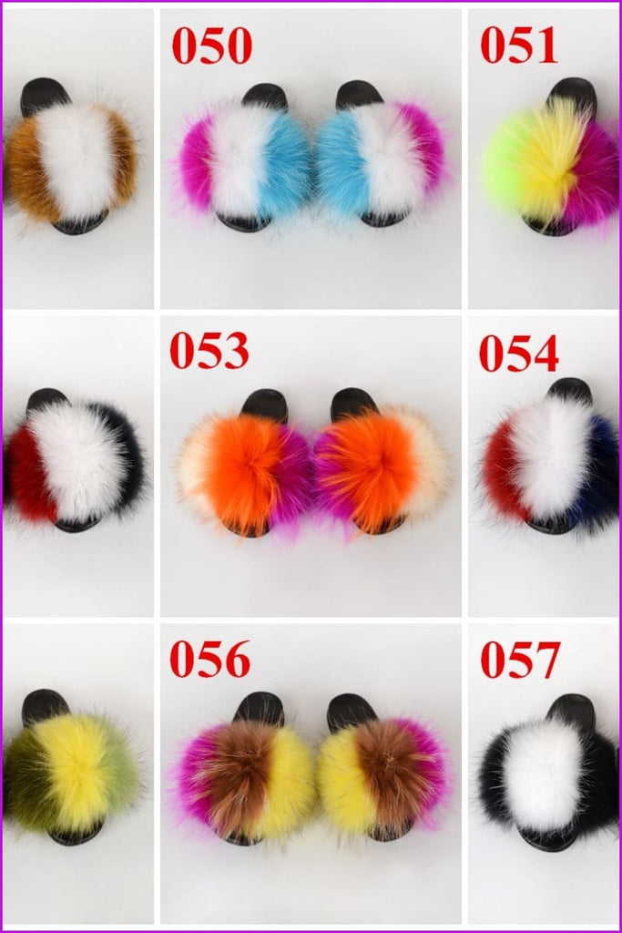 {5-7 days wait for make} New Color Raccoon Fur Slides F580 - Furdela