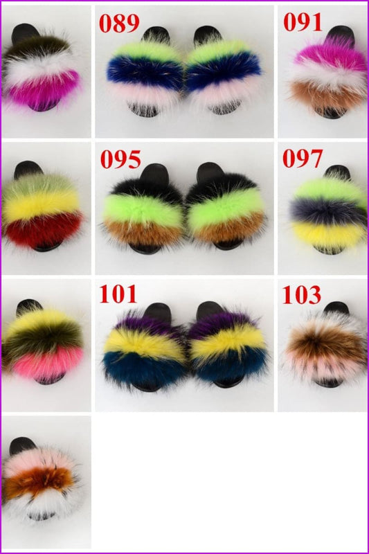 {5-7 days wait for make} New Color Raccoon Fur Slides F580 - Furdela
