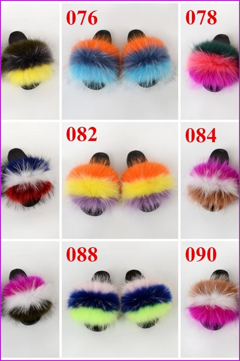 {5-7 days wait for make} New Color Raccoon Fur Slides F580 - Furdela