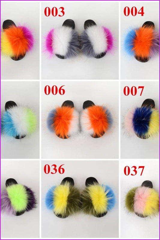 {5-7 days wait for make} New Color Raccoon Fur Slides F580 - Furdela