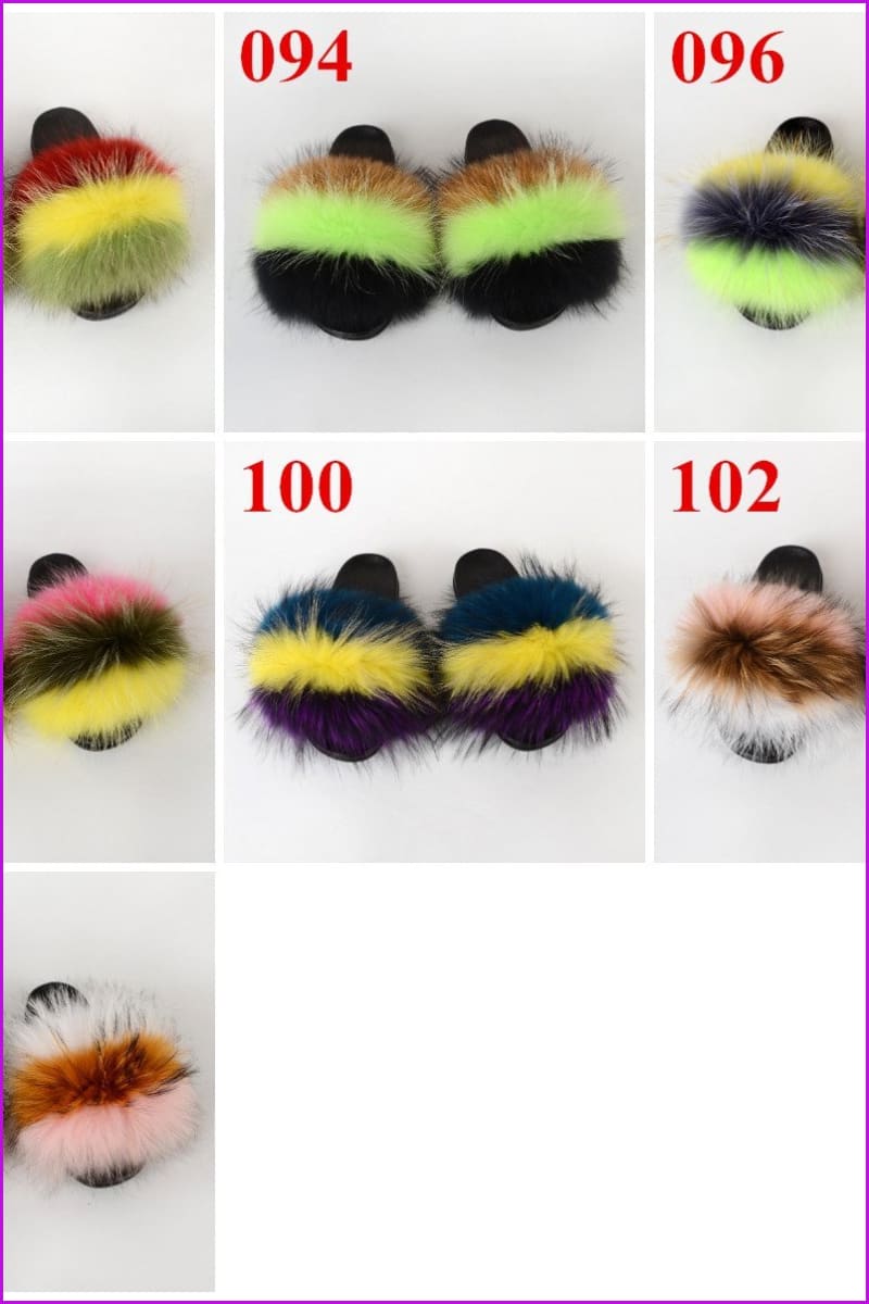 {5-7 days wait for make} New Color Raccoon Fur Slides F580 - Furdela