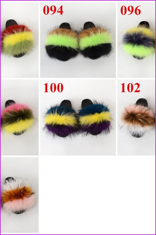 {5-7 days wait for make} New Color Raccoon Fur Slides F580 - Furdela