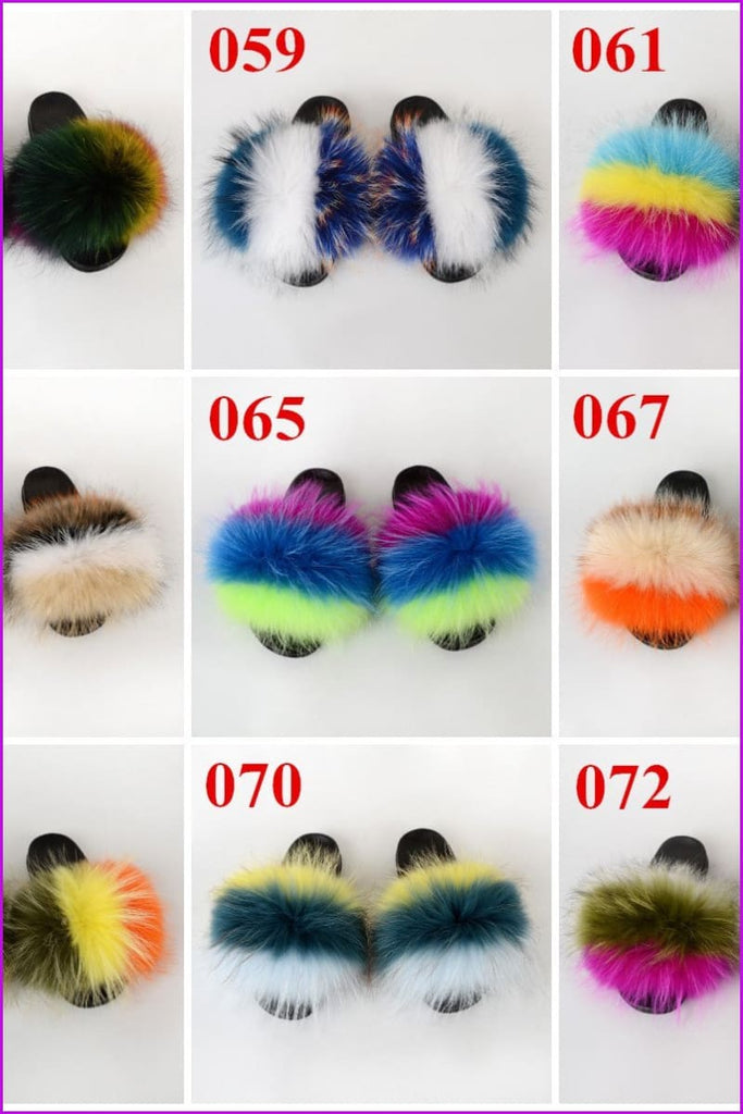 {5-7 days wait for make} New Color Raccoon Fur Slides F580 - Furdela