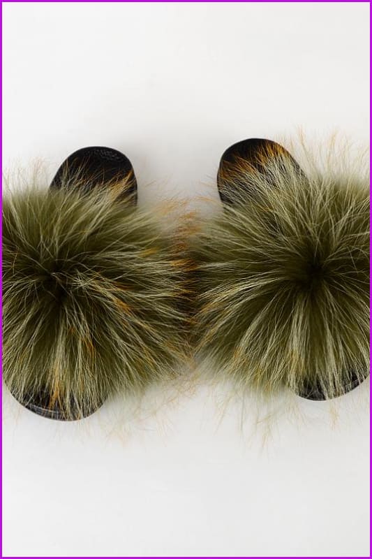 {5-7 days wait for make} New Color Raccoon Fur Slides F581 - Furdela