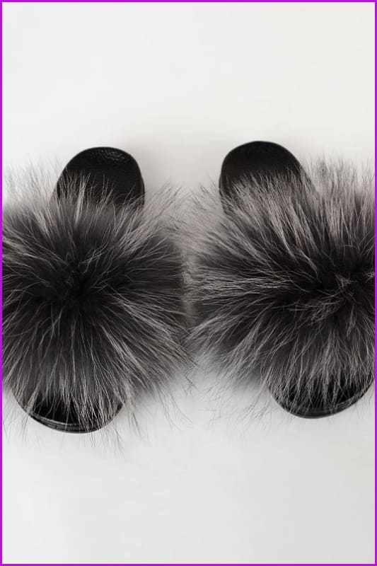 {5-7 days wait for make} New Color Raccoon Fur Slides F581 - Furdela