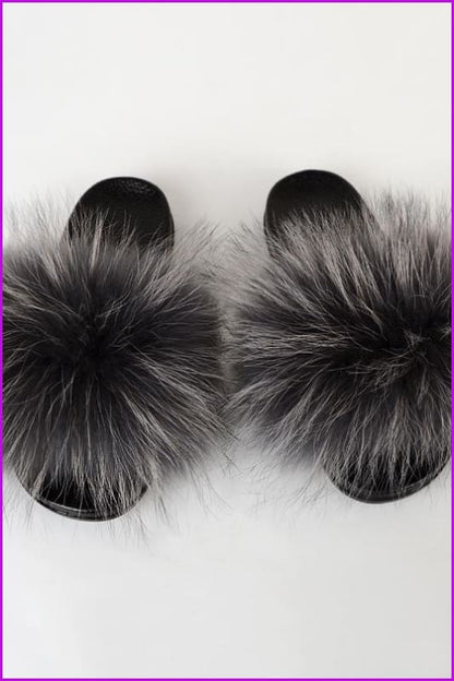 {5-7 days wait for make} New Color Raccoon Fur Slides F581 - Furdela