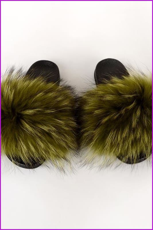 {5-7 days wait for make} New Color Raccoon Fur Slides F581 - Furdela
