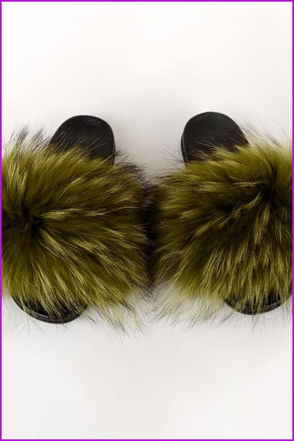 {5-7 days wait for make} New Color Raccoon Fur Slides F581 - Furdela