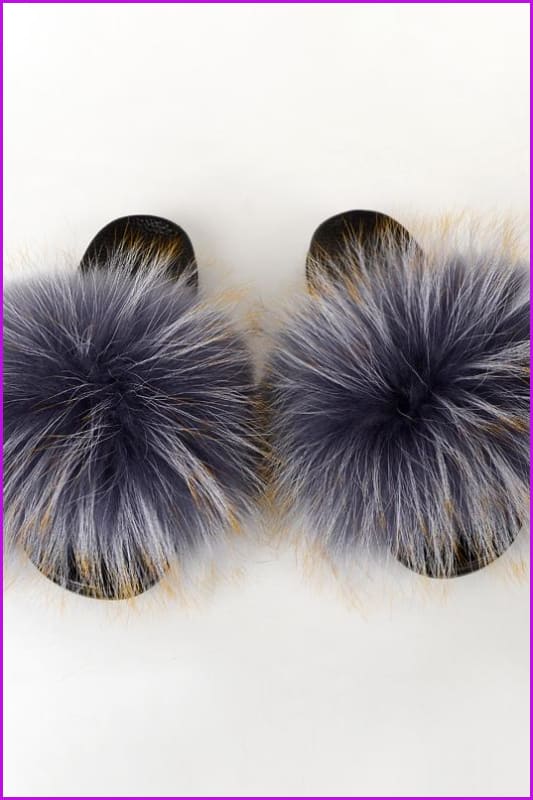 {5-7 days wait for make} New Color Raccoon Fur Slides F581 - Furdela