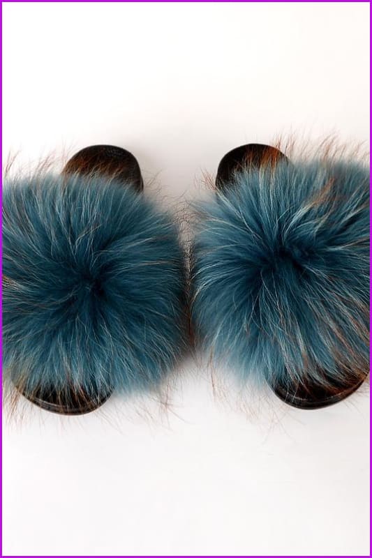 {5-7 days wait for make} New Color Raccoon Fur Slides F581 - Furdela