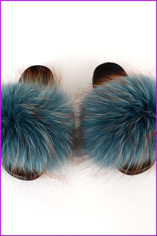 {5-7 days wait for make} New Color Raccoon Fur Slides F581 - Furdela