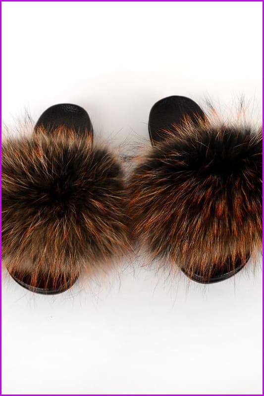 {5-7 days wait for make} New Color Raccoon Fur Slides F581 - Furdela