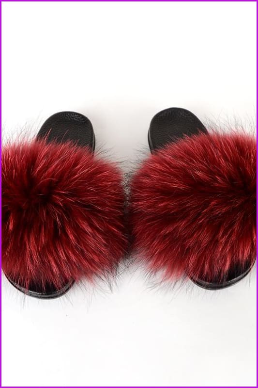 {5-7 days wait for make} New Color Raccoon Fur Slides F581 - Furdela