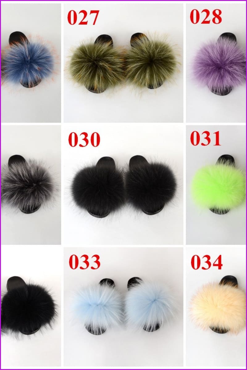 {5-7 days wait for make} New Color Raccoon Fur Slides F581 - Furdela