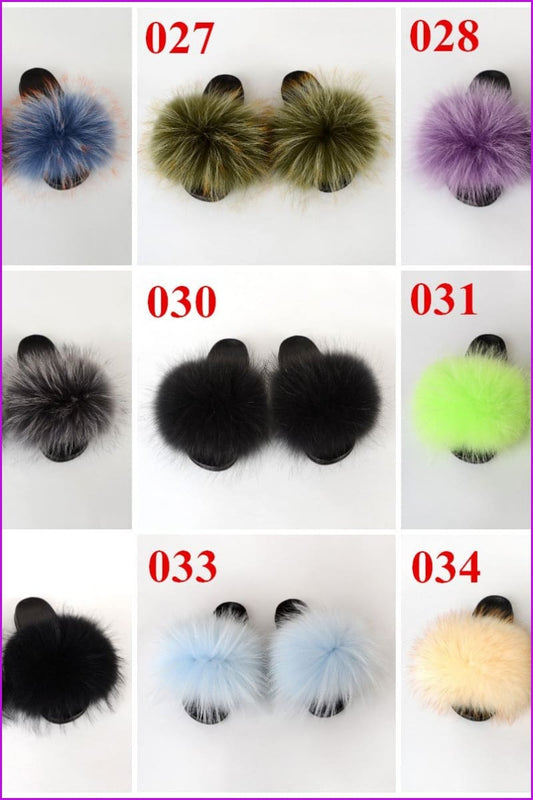 {5-7 days wait for make} New Color Raccoon Fur Slides F581 - Furdela
