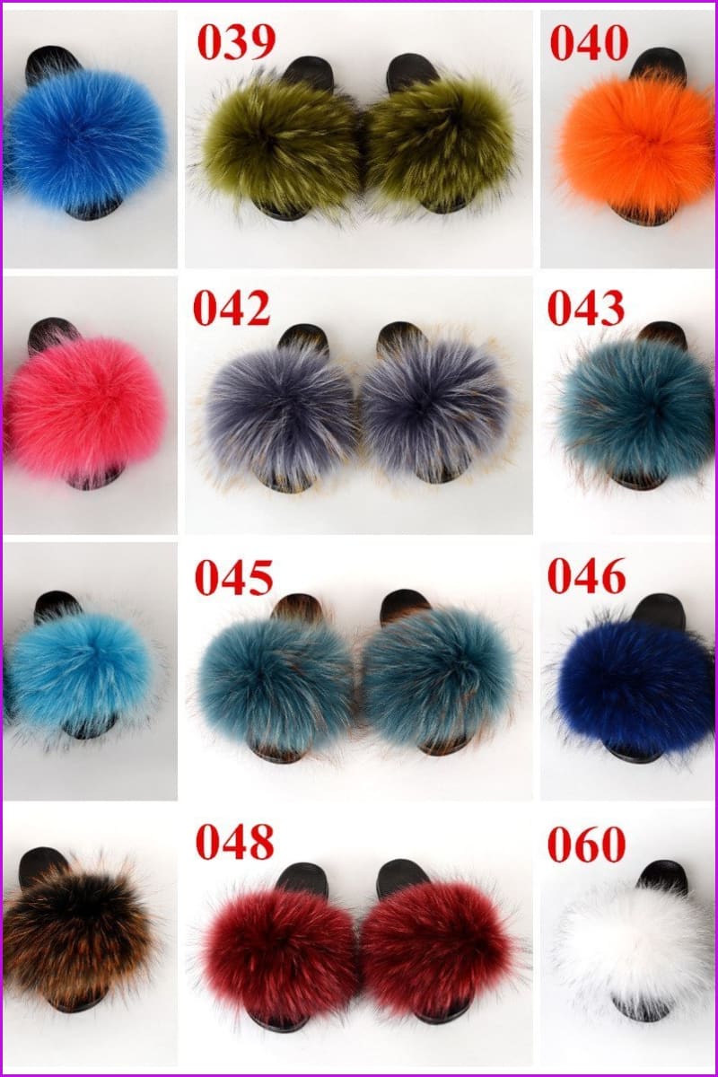 {5-7 days wait for make} New Color Raccoon Fur Slides F581 - Furdela