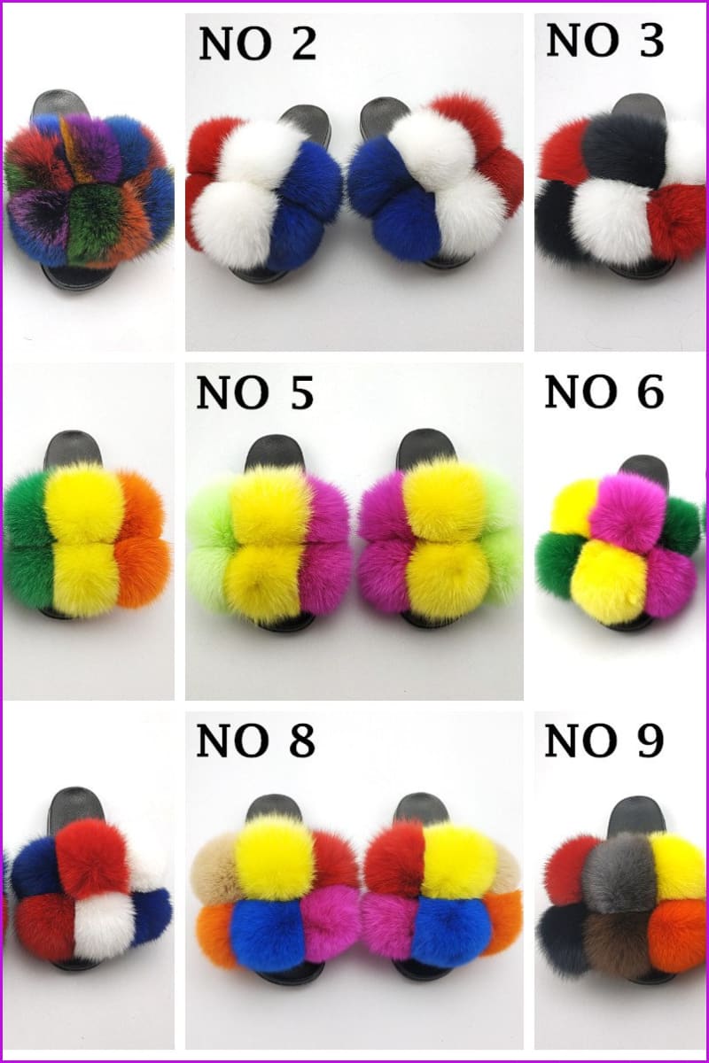 {5-7 days wait for make} New Fluffy Balls Slides F838 - Furdela