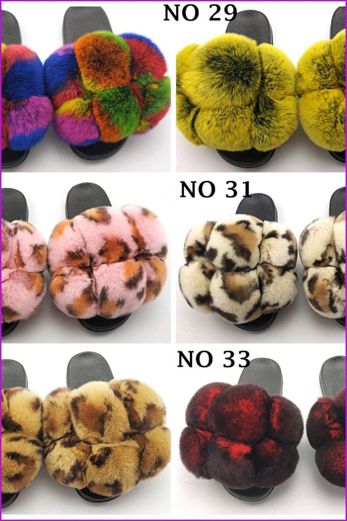 {5-7 days wait for make} New Fluffy Rabbit Balls Slides F838 - Furdela