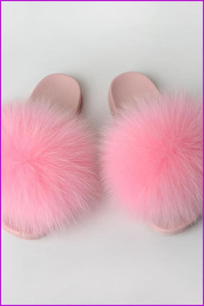 {5-7 days wait for make} Pink Sole Fluffy Fur Slides F953 - Furdela