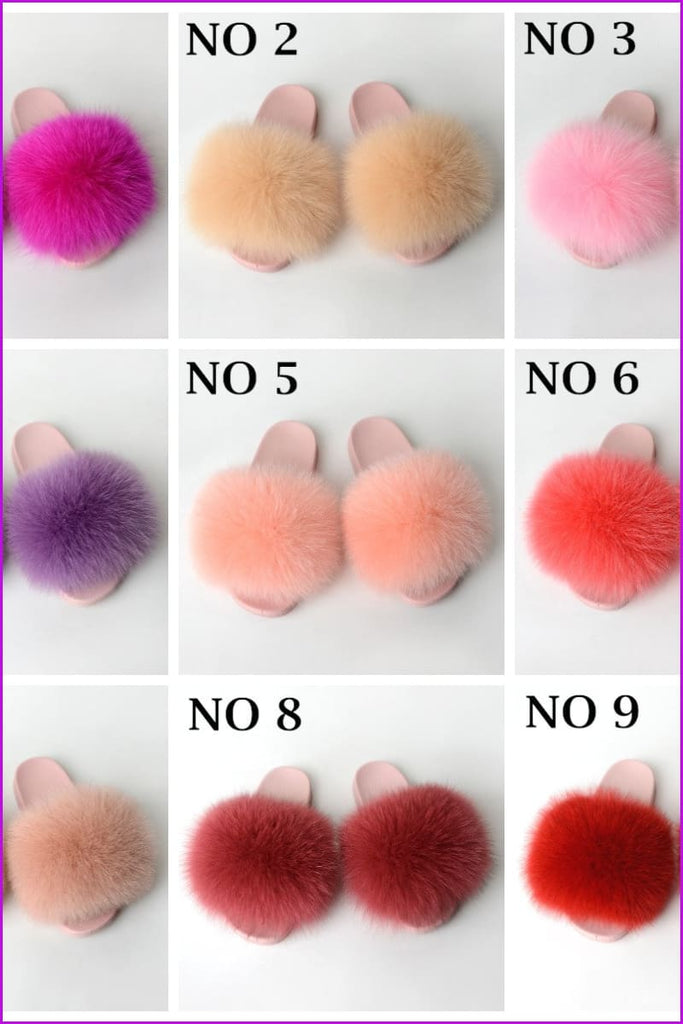 {5-7 days wait for make} Pink Sole Fluffy Fur Slides F953 - Furdela